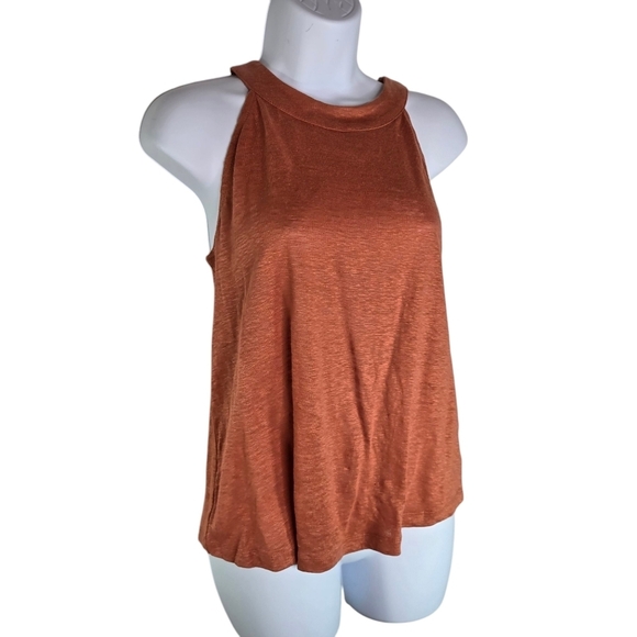 Joie linen knit halter sleeveless top burnt orange nwot new - Picture 1 of 6